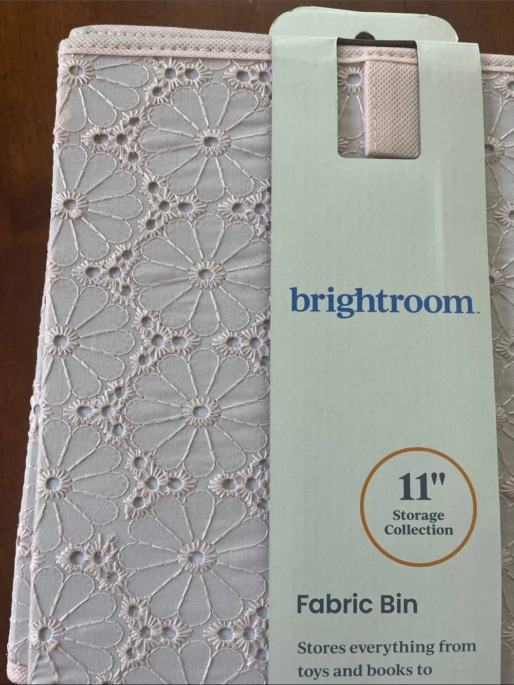 Brightroom 11” x 10.5” fabric decorative storage bin eyelet blush